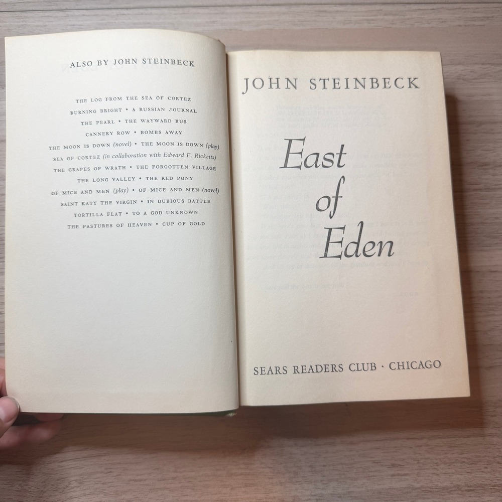 1952 Viking East of Eden John Steinbeck Sears Readers Club Green Hardcover Good - Picture 3 of 10